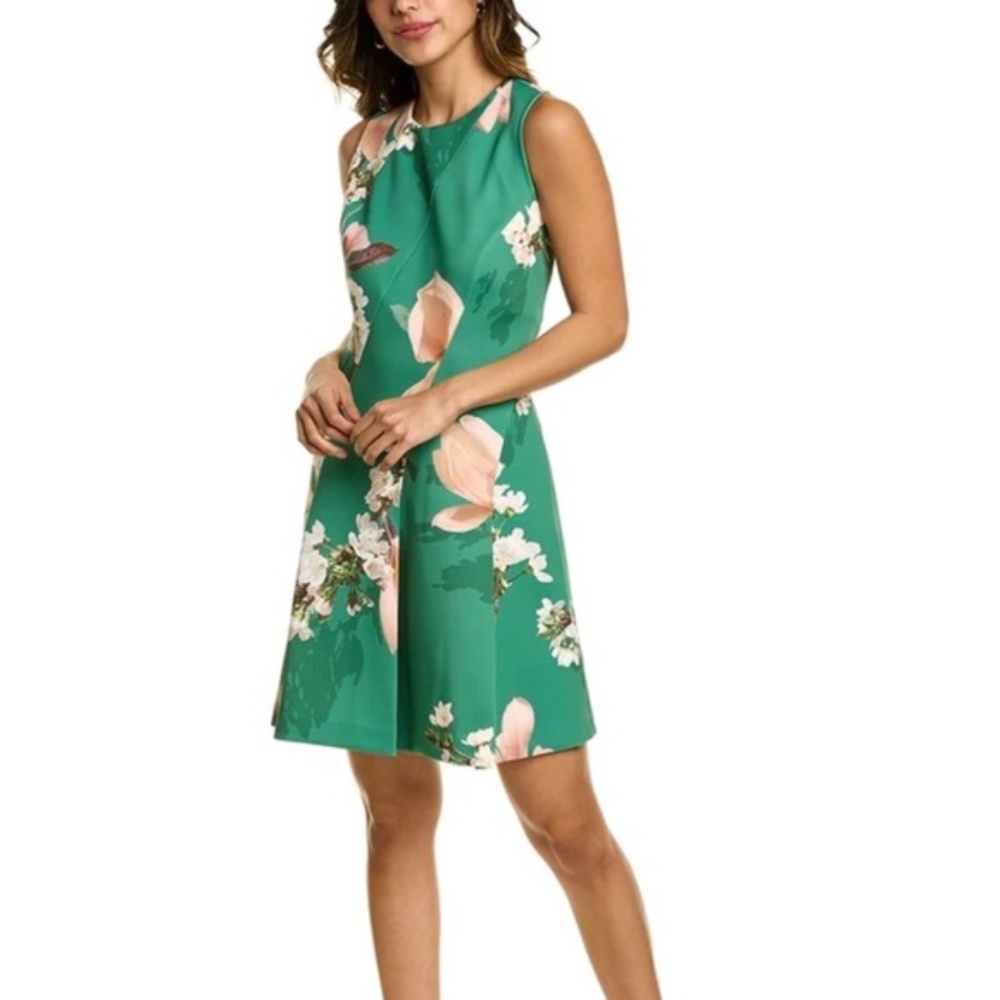 NWT Ted Baker Luxie dress, size:0, green, flowers, back zipper